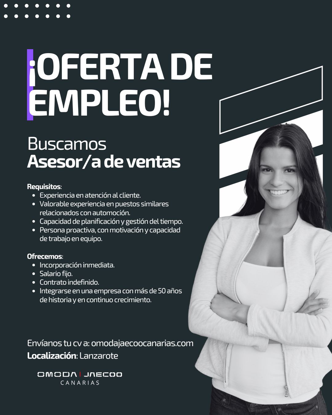 Oferta de Empleo - Asesor de Ventas Lanzarote - Omoda Jaecoo Canarias